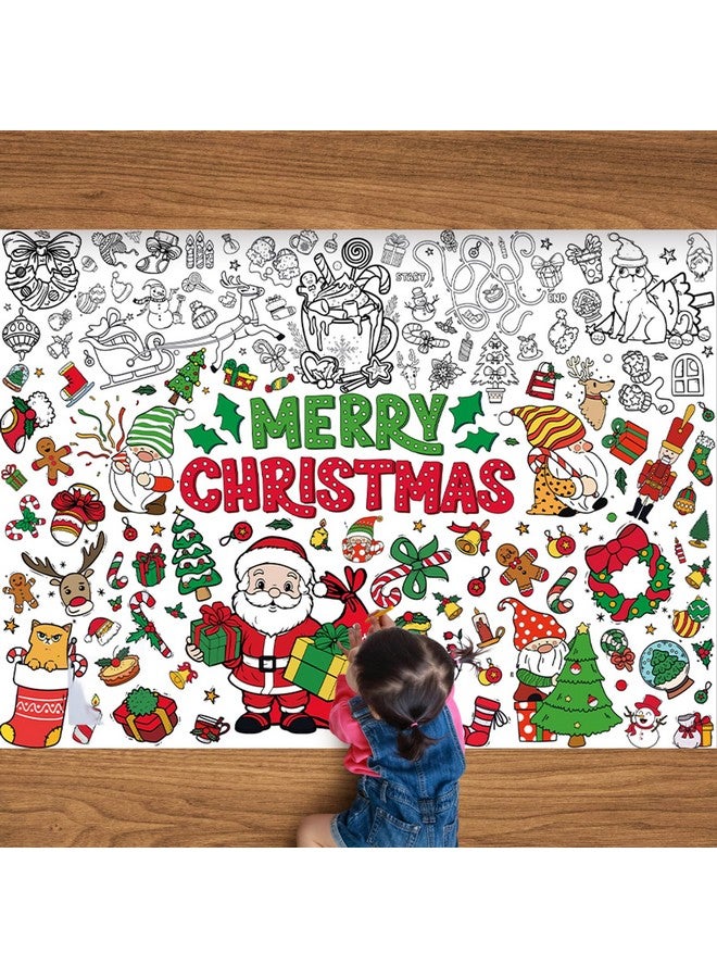PEUTIER PEUTIER Christmas Giant Coloring Poster with 12 Painting Pens, 43.3x31.5in Merry Christmas Large Coloring Banner Tablecloth Xmas Crafts for Kids Party Supplies Holiday Activities  - Image 1