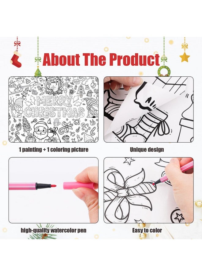 PEUTIER PEUTIER Christmas Giant Coloring Poster with 12 Painting Pens, 43.3x31.5in Merry Christmas Large Coloring Banner Tablecloth Xmas Crafts for Kids Party Supplies Holiday Activities  - Image 4