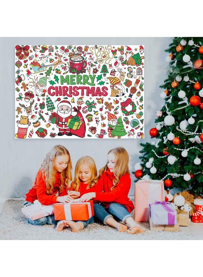 PEUTIER PEUTIER Christmas Giant Coloring Poster with 12 Painting Pens, 43.3x31.5in Merry Christmas Large Coloring Banner Tablecloth Xmas Crafts for Kids Party Supplies Holiday Activities  - Image 3