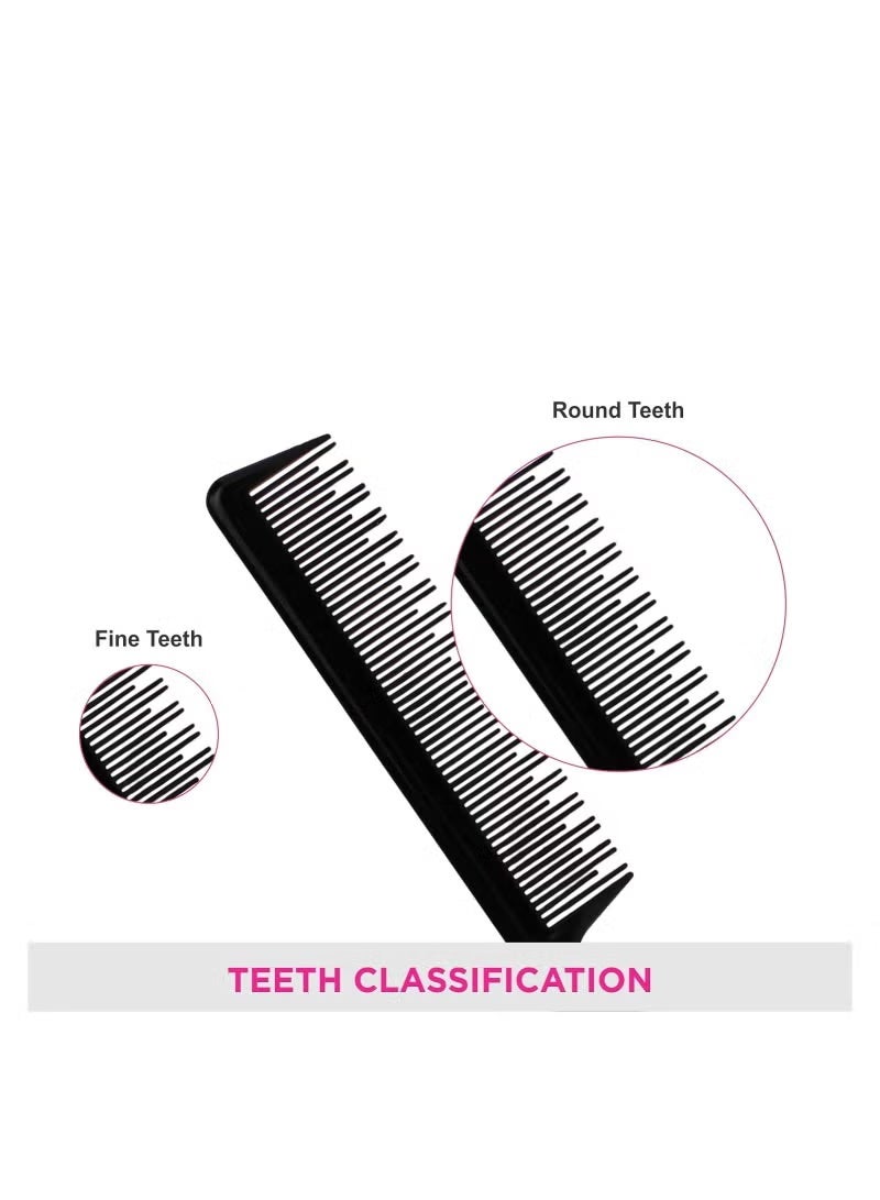 Fine Tooth Metal Pin Hairdressing Rat Tail Comb - Black - Image 4