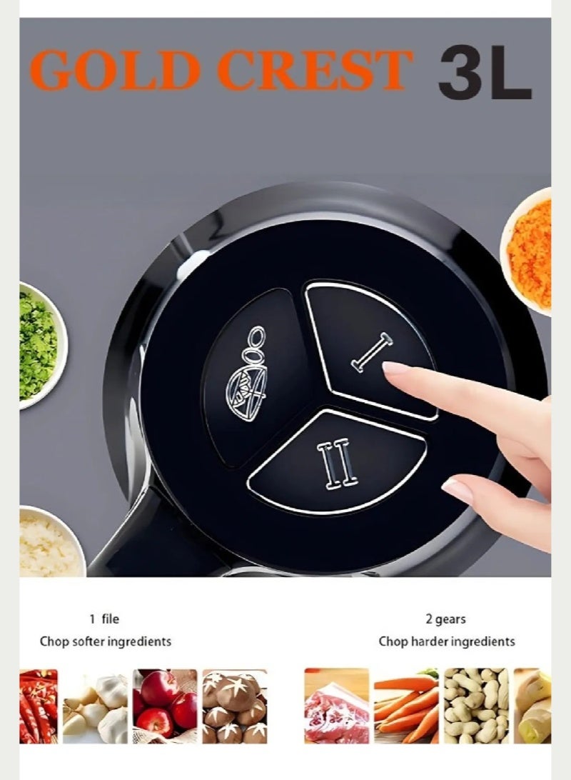 Gold Crest GC-403 400W Electric Chopper, Food Processor Blender With 3L Stainless Steel Bowls - Image 2