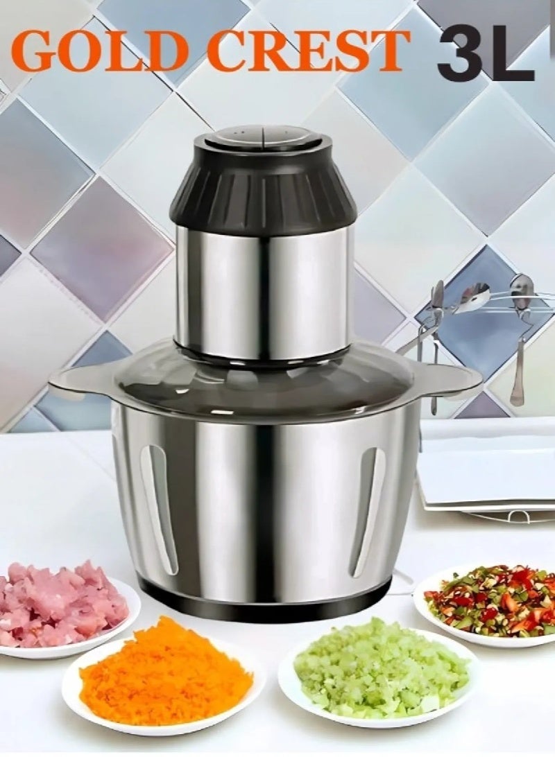 Gold Crest GC-403 400W Electric Chopper, Food Processor Blender With 3L Stainless Steel Bowls - Image 1