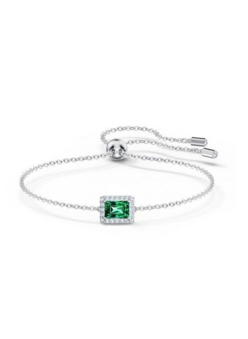 Generic - Green Crystal Rhodium Plated Bracelet - Image 1