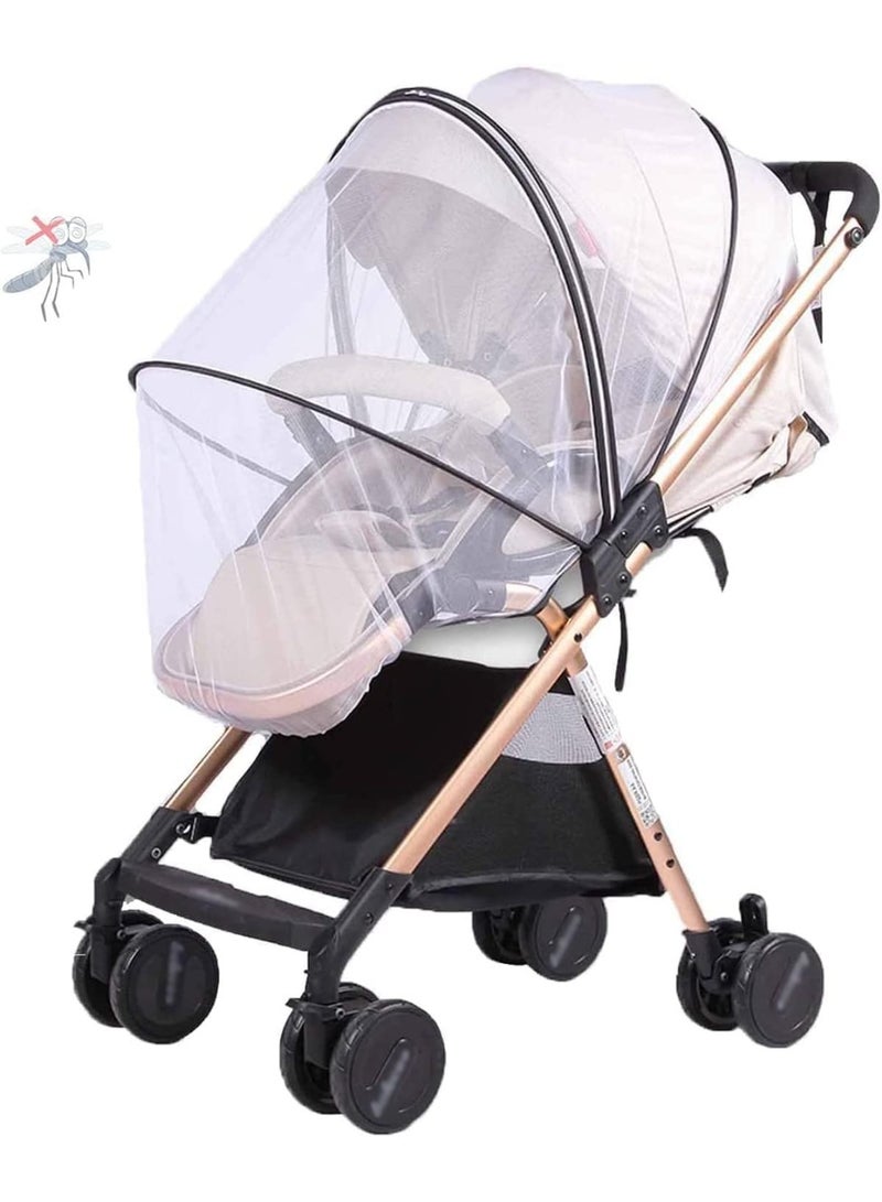 Universal Stroller Mosquito Net, Breathable Fine Mesh Insect Net for Baby Strollers, Cribs, Bassinets, Travel Cots, Washable Ripstop Bug Cover for Outdoor Protection, White, 120x40x48 cm - Image 1