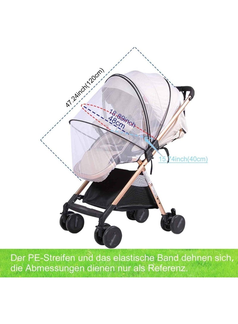 Universal Stroller Mosquito Net, Breathable Fine Mesh Insect Net for Baby Strollers, Cribs, Bassinets, Travel Cots, Washable Ripstop Bug Cover for Outdoor Protection, White, 120x40x48 cm - Image 2