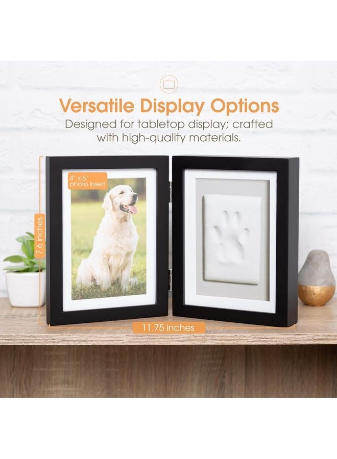 MOWKIT Pet Paw Print Photo Frame With Clay Imprint Kit - Wooden Pet Paw Print Frame, DIY Memorial Keepsake for Cats and Dogs, No Mess Clay for Perfect Pawprints, Ideal Home Decor and Gift, Black - Image 3