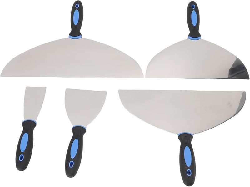 5PCS Stainless Steel Putty Knife Set Drywall Repair Scraper Wallpaper Remover Tool - Image 1