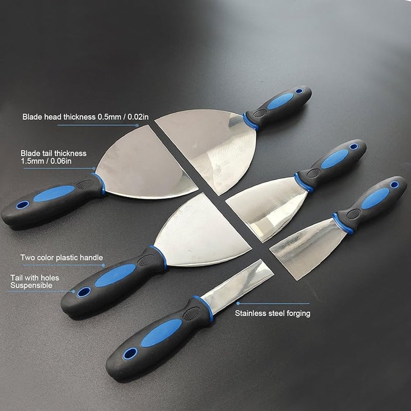 5PCS Stainless Steel Putty Knife Set Drywall Repair Scraper Wallpaper Remover Tool - Image 5
