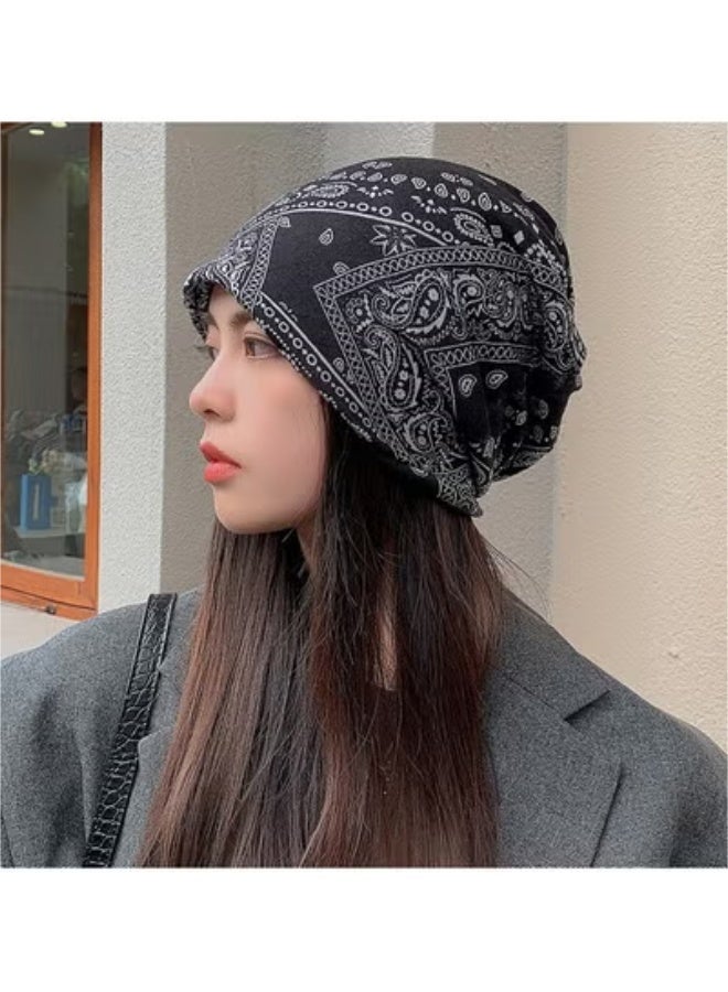 AROAQ Women Casual Beanies Hat, Autumn And Winter Comfortable Twist Hat Bib For Women, Soft Stretchy Women Knit Cap, Warm Neck Sheath Head Hat For Women Girls Teens, (Grey)