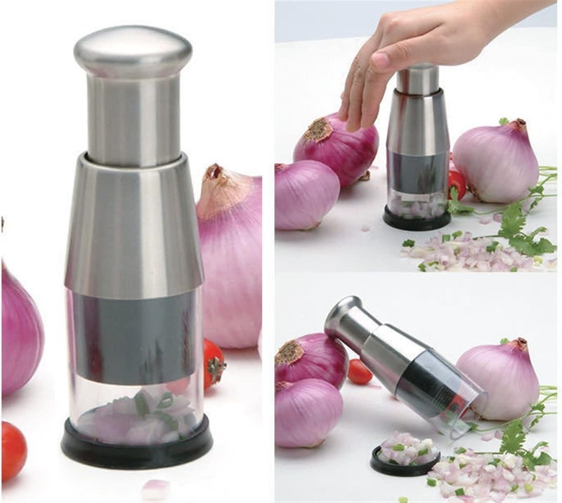 Calyrex Multifunctional Pressed Garlic Chopper Garlic Press Stainless Steel 304 Manual Onions Masher Onion Chopper Garlic Crusher for Mincing Slicing Peppers - Image 2