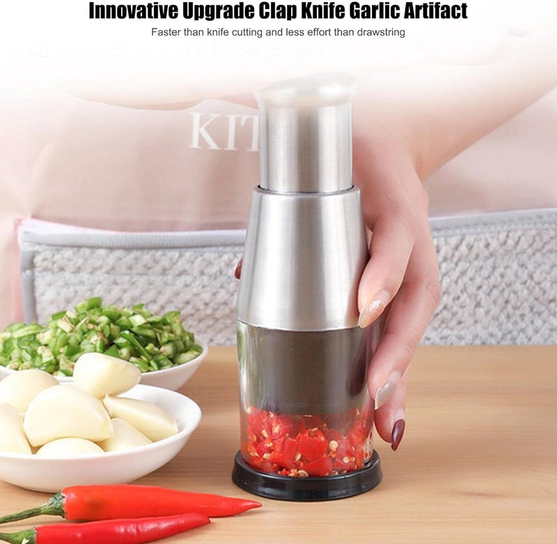 Calyrex Multifunctional Pressed Garlic Chopper Garlic Press Stainless Steel 304 Manual Onions Masher Onion Chopper Garlic Crusher for Mincing Slicing Peppers - Image 4