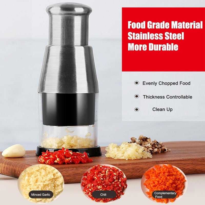 Calyrex Multifunctional Pressed Garlic Chopper Garlic Press Stainless Steel 304 Manual Onions Masher Onion Chopper Garlic Crusher for Mincing Slicing Peppers - Image 5