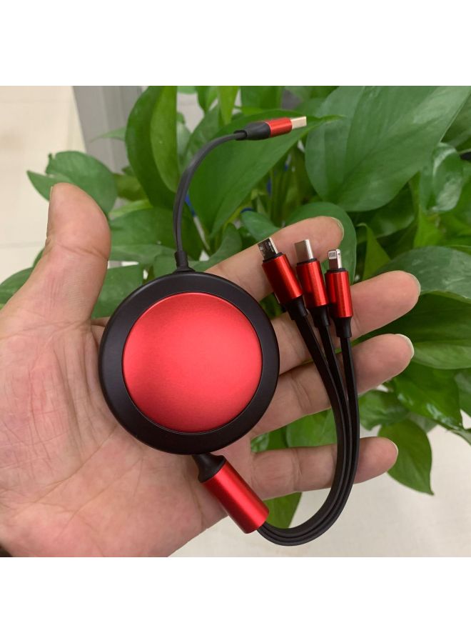 One-to-three Retractable Fast Charging Data Cable For Apple Type-c Android Single-pull Three-in-one Mobile Phone Charging Cable-Color:Gray Black-Model:XD-S022 - Image 2