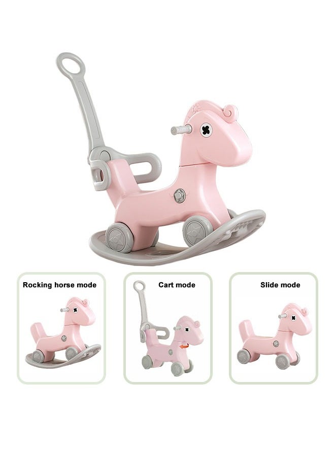 JSAITOYS - Three In One Multi Functional Children Ride On Animal Toy With Backrest Push Rod Rocking Horse For Kids And Toddlers - Image 1