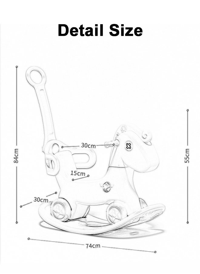 JSAITOYS - Three In One Multi Functional Children Ride On Animal Toy With Backrest Push Rod Rocking Horse For Kids And Toddlers - Image 1