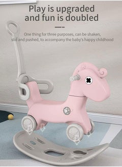 JSAITOYS Three In One Multi Functional Children Ride On Animal Toy With Backrest Push Rod Rocking Horse For Kids And Toddlers  - Image 3