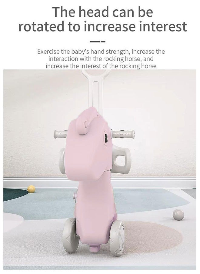 JSAITOYS - Three In One Multi Functional Children Ride On Animal Toy With Backrest Push Rod Rocking Horse For Kids And Toddlers - Image 1