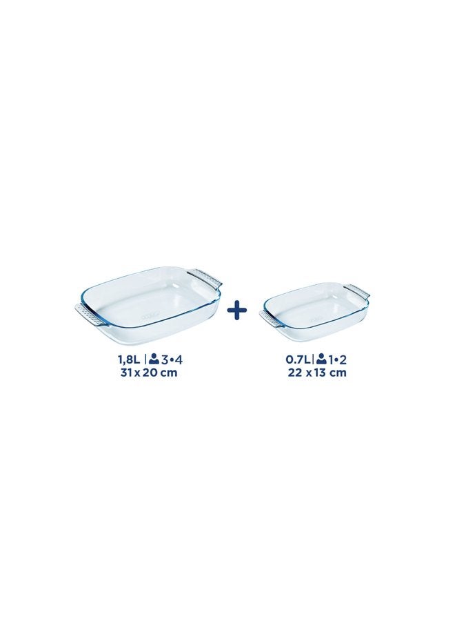 بيريكس طقم 2 ارب مستطيل 22 +  31 سم اكسيلانس بالعلبة clear - Image 3