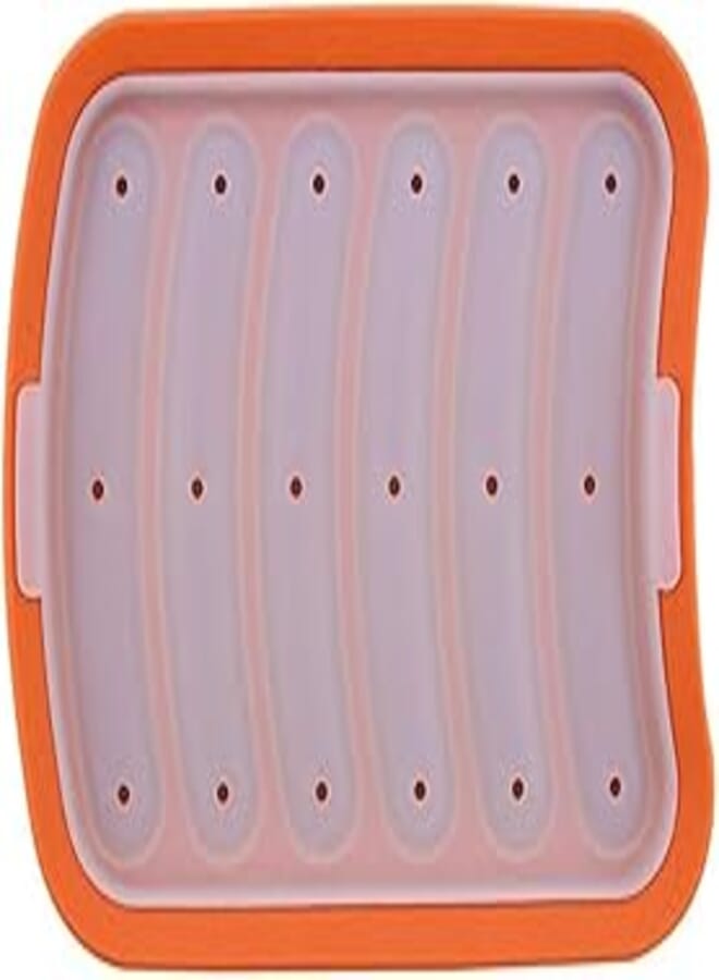 Home Sausage Mold with 6 Holes and Lid, Food Grade Silicone Non-Stick Silicone Mold Sausage Mold Candy Mold for Oven Microwave Refrigerator - Plan A (Orange)