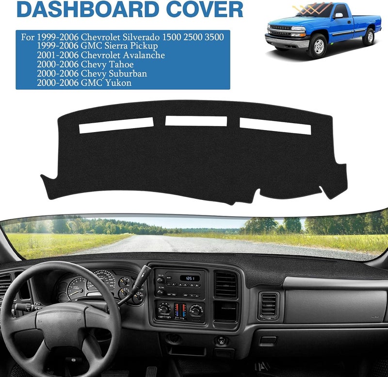FIILINES Heavy load resistant Dash Cover Compatible with Chevrolet Silverado 1500 2500 3500 1999-2006 Avalanche Chevy Tahoe Suburban GMC Sierra Yukon Dashboard Mat Cover Sunshade Nonslip Mesh Protector No Glare, FII00025 User friendly optimized build - Image 2