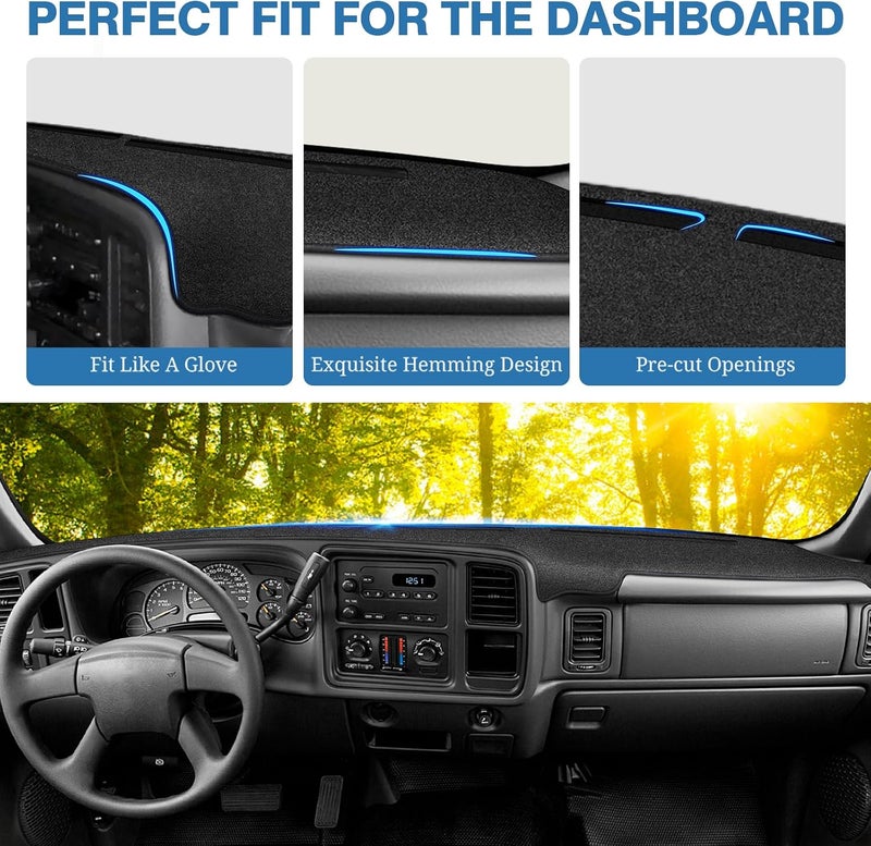 FIILINES Heavy load resistant Dash Cover Compatible with Chevrolet Silverado 1500 2500 3500 1999-2006 Avalanche Chevy Tahoe Suburban GMC Sierra Yukon Dashboard Mat Cover Sunshade Nonslip Mesh Protector No Glare, FII00025 User friendly optimized build - Image 4