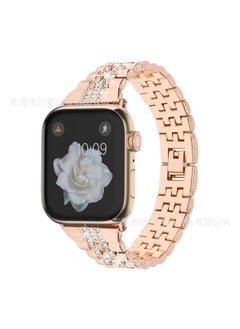 Suitable for apple watchband apple watch8/7/6/SE/Ultra apple Diamond iwatch Metal WatchbandRose gold + bright rose gold connector 38/40/41 Rose gold + bright rose gold connector 38/40/41