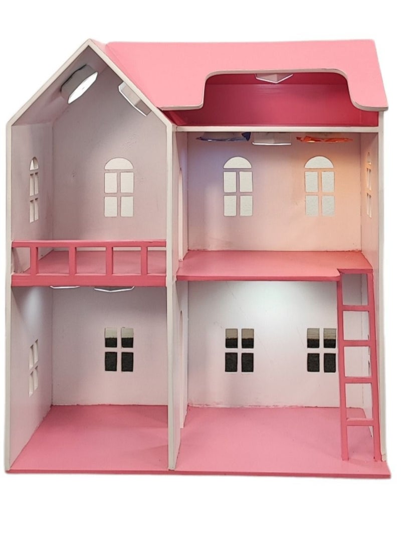 Generic Princess Wooden Dollhouse 4 rooms (fit Barbie doll)  - Image 4
