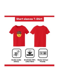 PRINTSHOP4ME Christmas Emoji Kids Red T-Shirt For Girls–Soft Cotton Round Neck Short Sleeve T-Shirt With Smiley Face Emoji–Great For Parties  - Image 5