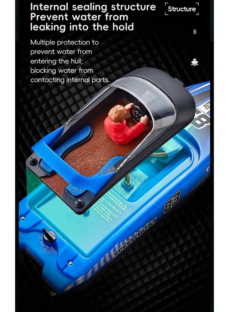 HONGXUNJIE HXJ HJ821 RC Speedboat Toy  with Rechargeable, Waterproof Outdoor Water, LED Lights, 15km/h, 2.4G, Dual Motor, 2 Hours Endurance Speedboat Kids Toys | Great Gift for Kids (White) - Image 5