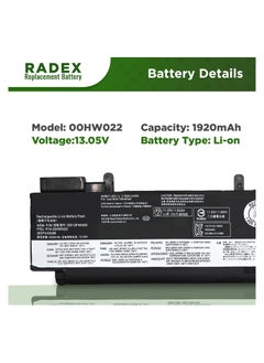 RADEX 00HW022 High Grade Compatible Laptop Battery for Lenovo ThinkPad T460s T470s Series Notebook [SB10F46460 00HW023 SB10F46461 00HW036 SB10F46474 00HW037 SB10F46475] Black 11.25v 24wh 2090mAh 3-Cell  - Image 2