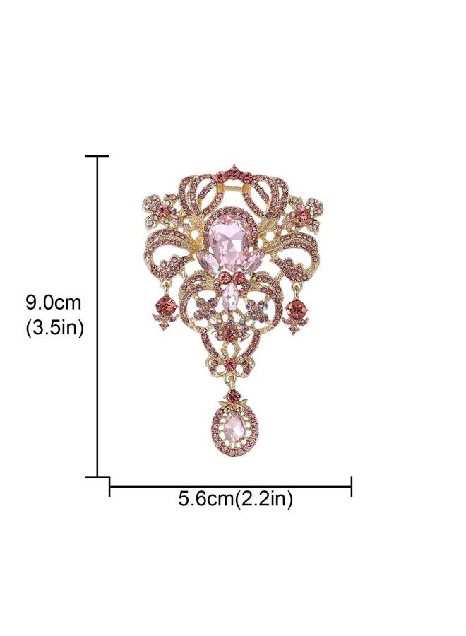 YOQUCOL Retro Austrian Crystal Big Brooch Pin for Women Large Flower Shape Brooches Lapel Pins for Sweater,Coat Dress Accessories, crystal, cubic-zirconia - Image 2