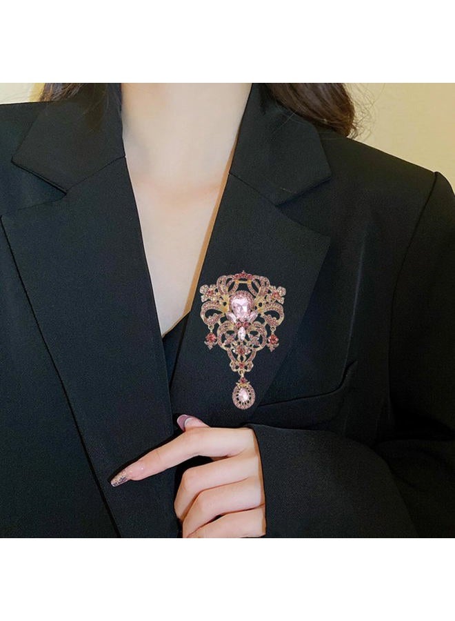 YOQUCOL Retro Austrian Crystal Big Brooch Pin for Women Large Flower Shape Brooches Lapel Pins for Sweater,Coat Dress Accessories, crystal, cubic-zirconia - Image 3