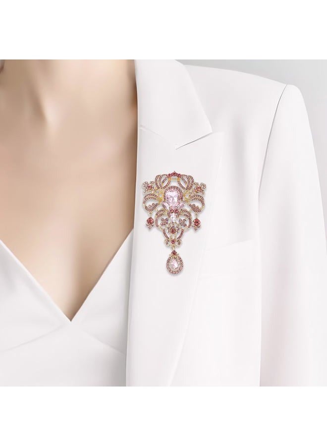 YOQUCOL Retro Austrian Crystal Big Brooch Pin for Women Large Flower Shape Brooches Lapel Pins for Sweater,Coat Dress Accessories, crystal, cubic-zirconia - Image 4