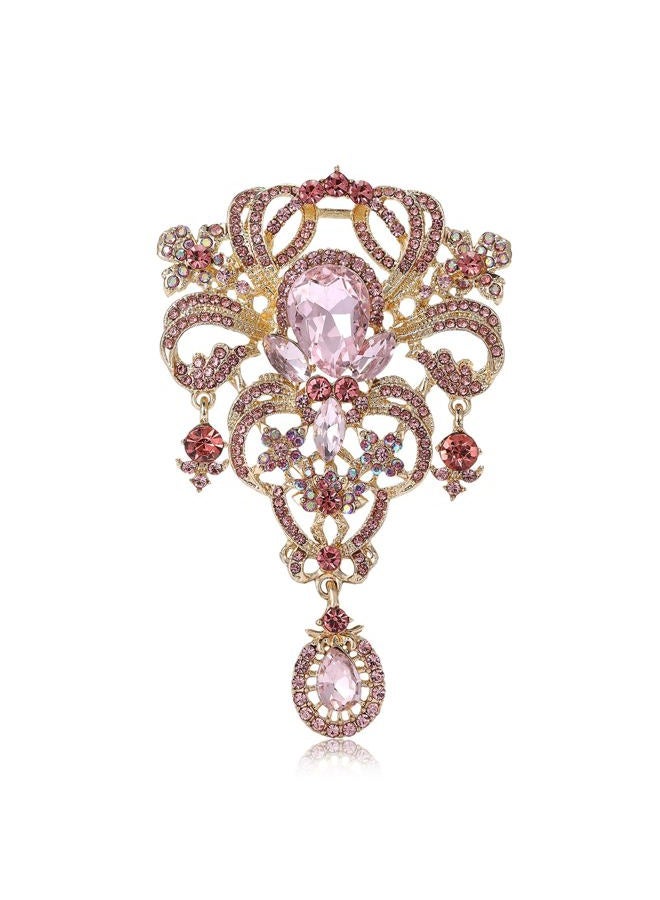 YOQUCOL Retro Austrian Crystal Big Brooch Pin for Women Large Flower Shape Brooches Lapel Pins for Sweater,Coat Dress Accessories, crystal, cubic-zirconia - Image 1