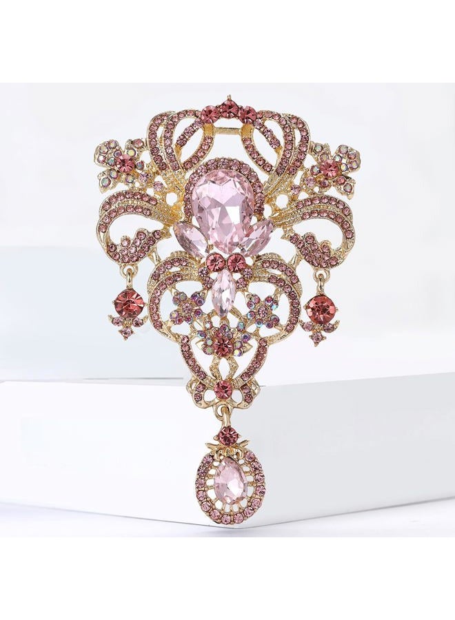 YOQUCOL Retro Austrian Crystal Big Brooch Pin for Women Large Flower Shape Brooches Lapel Pins for Sweater,Coat Dress Accessories, crystal, cubic-zirconia - Image 5