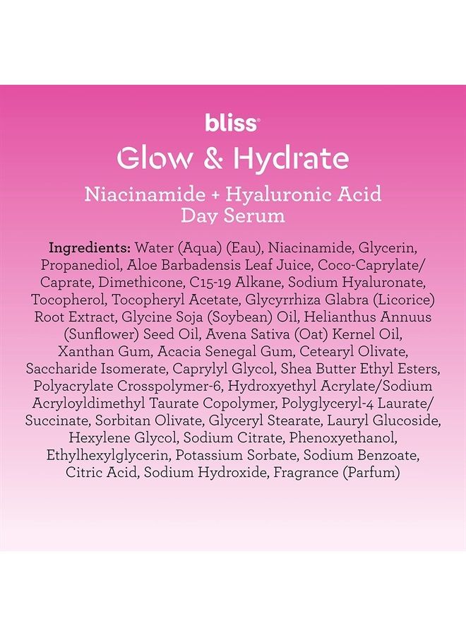 BLISS Glow & Hydrate Hyaluronic Acid Day Facial Serum | Improves Dullness and Hydrates Skin for Glowing Radiance | Clean | Paraben Free | Cruelty-Free | Vegan | 1 oz - Image 4