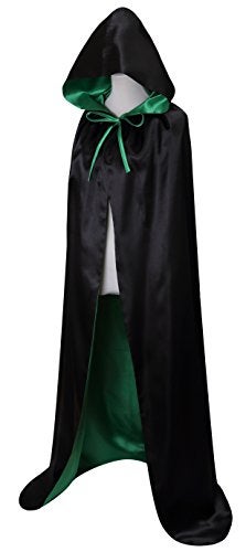 VGLOOK Unisex Christmas Halloween Witch Party Reversible Hooded Adult Vampires Cape Cloak (black/green) - Image 3