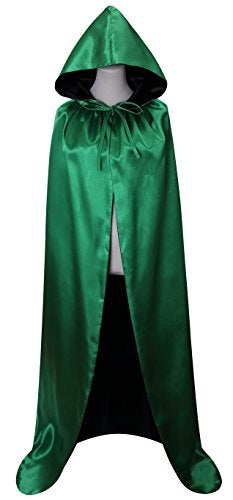 VGLOOK Unisex Christmas Halloween Witch Party Reversible Hooded Adult Vampires Cape Cloak (black/green) - Image 5