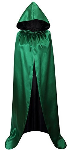VGLOOK Unisex Christmas Halloween Witch Party Reversible Hooded Adult Vampires Cape Cloak (black/green) - Image 2