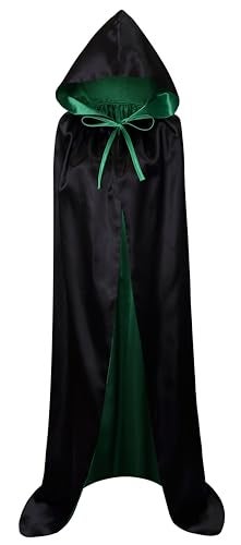 VGLOOK Unisex Christmas Halloween Witch Party Reversible Hooded Adult Vampires Cape Cloak (black/green) - Image 1