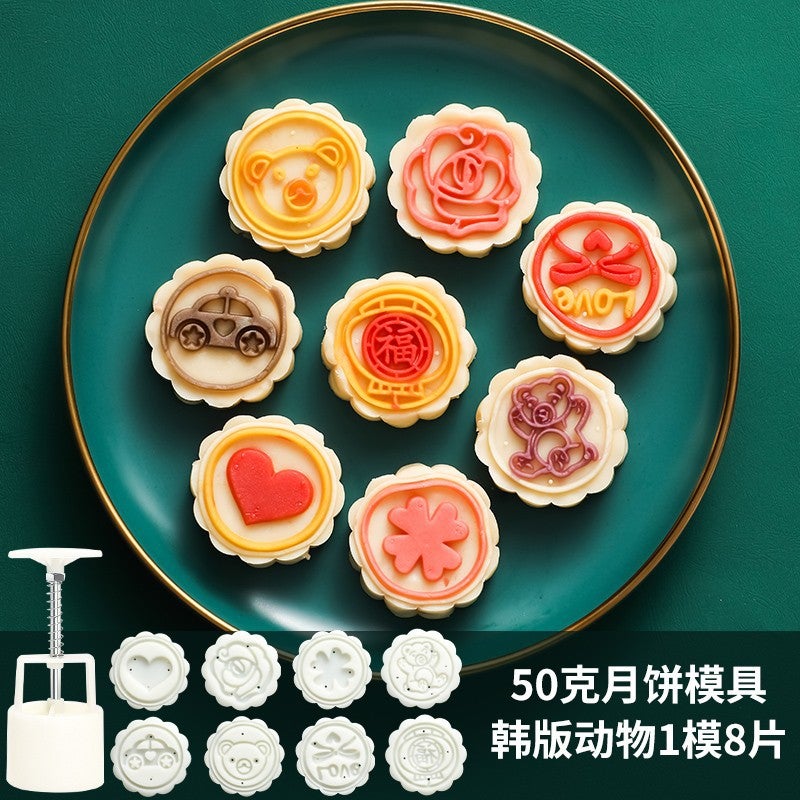 Mid-Autumn Moon Cake Mold Mooncake Model Printing Tool Household Chinese Style Ice Skin Peach Mountain Skin Mung Bean Cake Hand-Pressed Non-Stick - Image 1