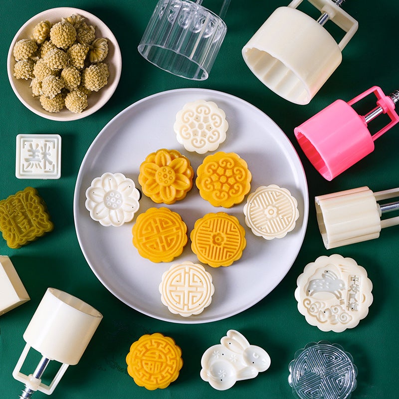 Mid-Autumn Moon Cake Mold Mooncake Model Printing Tool Household Chinese Style Ice Skin Peach Mountain Skin Mung Bean Cake Hand-Pressed Non-Stick - Image 2