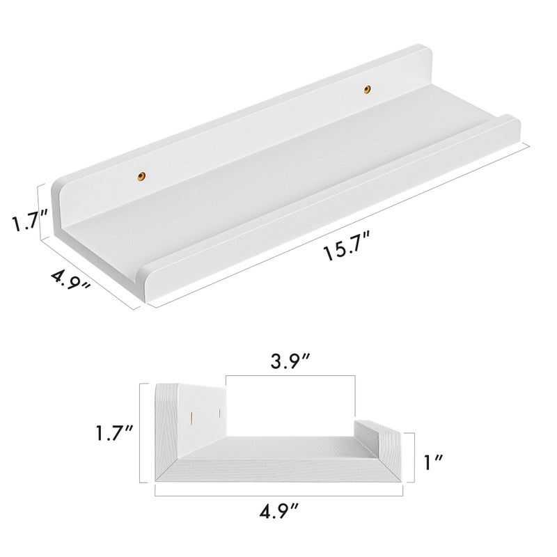 YUFLINX 16â€™â€™White Floating Shelves for Wall with Anti-Crash Design Set of 6,Nursery Book Shelves for Room Decor/Storage/Display,Hanging Wall Shelves for Bedroom, Bathroom, Living Room,Kids Room - Image 4