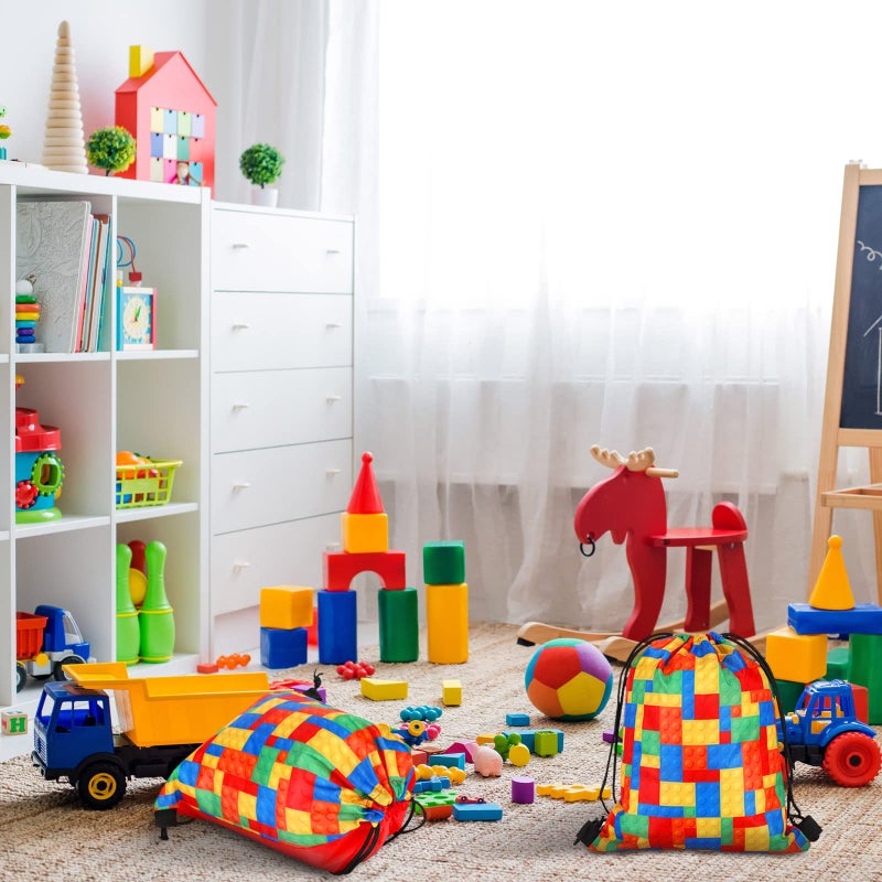 Shappy 12 Packs Building Block Party Favors Building Blocks Drawstring Gift Bags Candy Goodie Treat Bags for Birthday Party Supplies Decorations - Image 5