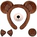 Harrycle Bear Cosplay Set Bear Ears Headband Bowtie Nose Tail for Carnival Costume SuppliesDark Brown - Image 3