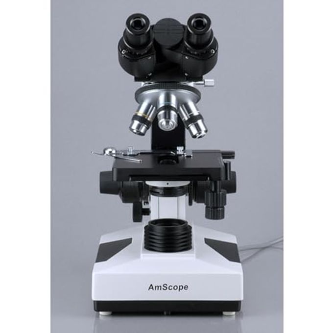 AmScope B490 Compound Binocular Microscope, Wf10X Eyepieces, 40X-1000X Magnification, Brightfield, Halogen Illumination, Abbe Condenser, Double-Layer Mechanical Stage, Sliding Head, High-Resolution Optics, Anti-Mold - Image 3