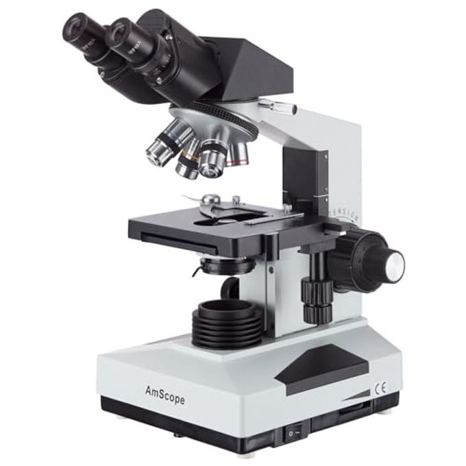AmScope B490 Compound Binocular Microscope, Wf10X Eyepieces, 40X-1000X Magnification, Brightfield, Halogen Illumination, Abbe Condenser, Double-Layer Mechanical Stage, Sliding Head, High-Resolution Optics, Anti-Mold - Image 4