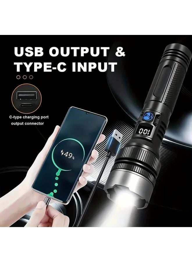 2pcs Ultra Bright LED Zoom Flashlight USB Rechargeable Portable Retractable Emergency Light For Camping Hiking Home - Image 3