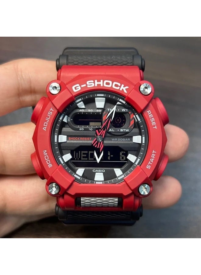 CASIO G-SHOCK GA-900-4ADR Analog-Digital Men’s Watch, Shock Resistant, 200M Water Resistant, Red Resin Strap - Image 4