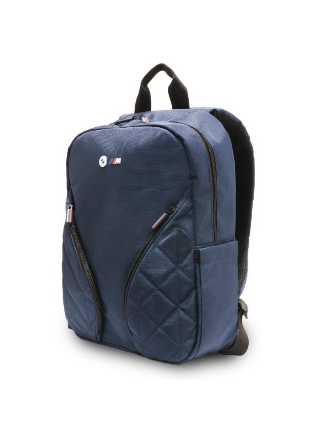 BMW PU Leather & Carbon M Collection Backpack With Metal Logos 15" - Navy - Image 2